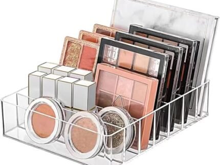 Makeup Organizer for Eyeshadow Palette and Lipstick Organizer, 7 Section Divided Makeup Palette Organizer for Vanity Drawer Countertop Modern Cosmetics Storage