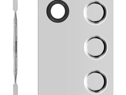 Makeup Palette, Stainless Steel Cosmetic Palette 3-well Blending Palettes Artist Mixing Palette with Spatula Tool for Mixing Foundation