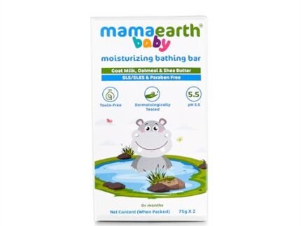 Mamaearth Moisturizing Bathing Bar For Babies – 75 g x 2 | Infused with Goat Milk, Oatmeal and Shea Butter | Gently Cleanses, Retains Moisture, Balanced at 5.5 pH