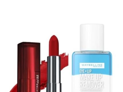 Maybelline New York Color Sensational Creamy Matte Lipstick -634 Bold Crimson (3.9g) + Maybelline New York Makeup Remover 40ml