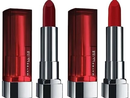 Maybelline New York Color Sensational Loaded Bold Lipstick, Midnight Date, 3.9g and Maybelline New York Color Sensational Creamy Matte Lipstick, 690 Siren in Scarlet, 3.9g