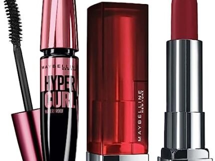 Maybelline New York Hypercurl Mascara Waterproof, Black, 9.2Ml And Maybelline New York Color Sensational Creamy Matte Lipstick, 695 Divine Wine, 3.9G