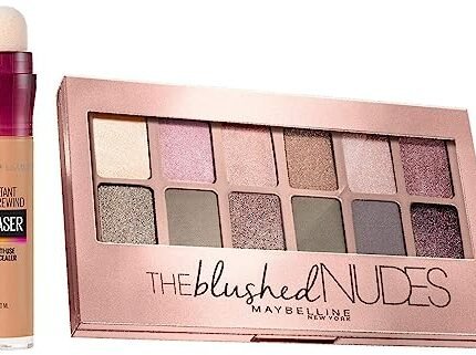 Maybelline New York Instant Age Rewind Radiant Acne Prone Concealer Cream, Medium, 6G And New York The Blushed Nudes Palette Eyeshadow, 9G, 1 Count