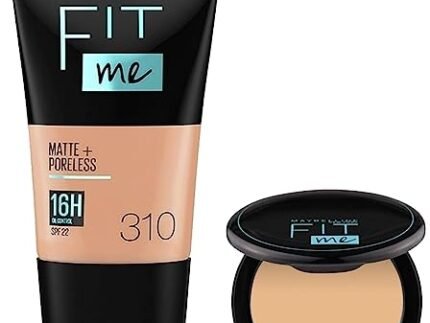 Maybelline New York Liquid Foundation Light Sun Beige & New York Compact Matte Powder,All Skin Type 128 Warm Nude, 8G, 2 count