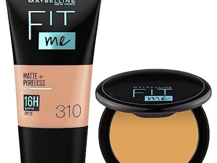 Maybelline New York Liquid Matte Full Coverage Foundation For Normal, Combination And Oily Skin, 310 Sun Beige & New York Compact Pressed Powder 230 Natural Buff, 8G, Pack Of 1