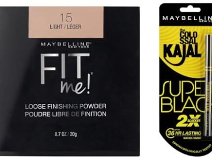 Maybelline New York Loose Shimmery Finish Powder For All Skin Types 20g & Glossy Kajal 0.35g Combo (Multicolor)