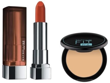 Maybelline New York Matte Buildable Coverage Lipstick,Intense Color,674 Madison Red,3.9G&Oli Control Powder For All Skin Types,With Spf To Protect Skin From Sun,Absorbs Oil,128 Warm Nude,6G,Pack Of 1