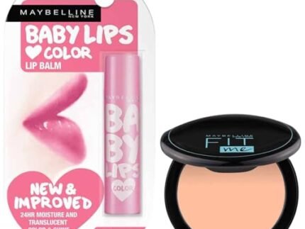 Maybelline New York Matte Compact Powder For All Skin Types,With Spf To Protect Skin From Sun,Absorbs Oil,Fit Me,115 Ivory,6G&New York Lip Balm,& Baby Lips Cherry Kiss,Baby Lips,Pink Lolita,4G