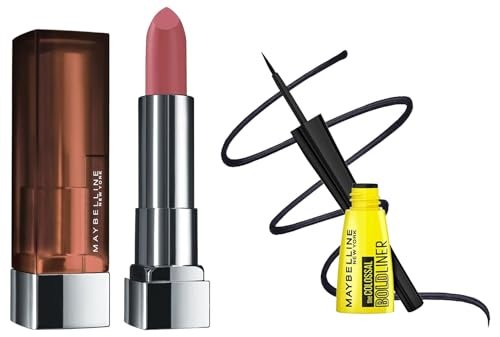 Maybelline New York Matte Lipstick, Intense Colour, 507 Almond Pink, 3.9g & Maybelline New York Eyeliner, Smudge-proof and waterproof, Long-lasting, Colossal Bold Liner, Black, 3g Maybelline New York Matte Lipstick, Intense Colour, 507 Almond Pink, 3.9g & Maybelline New York Eyeliner, Smudge-proof and waterproof, Long-lasting, Colossal Bold Liner, Black, 3g