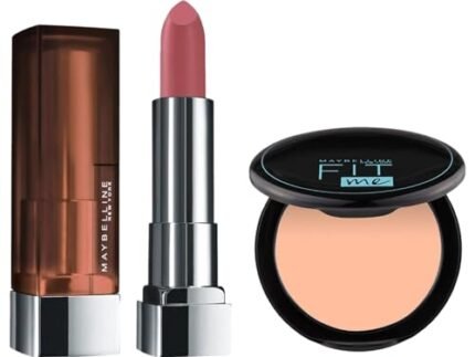 Maybelline New York Matte Lipstick for All Skin Type,Buildable, Intense Colour, 507 Almond Pink, 3.9G & New York Compact Powder, With Spf To Protect Skin From Sun, Absorbs Oil, Fit Me, 115 Ivory, 6G