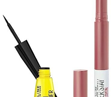 Maybelline New York Super Stay Crayon Matte Lipstick, 15 Lead The Way, 1.2G And New York Colossal Bold Eyeliner, Black, 3G