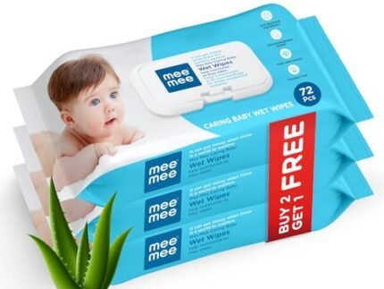 Mee Mee Wet Wipes for Baby Skin with Aloe Vera 72Pcs, Pack of 3 | Paraben Free, Fragrance Free, pH Balanced, Dermatologically Safe, Baby Wipes Combo | Pack With Lid