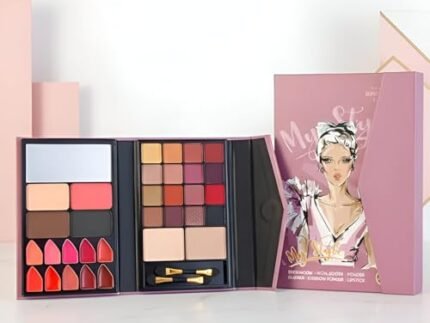 Multi-Purpose Face Makeup Palette | All-in-One Face Makeup Palette with 10 Lipsticks, 16 Eyeshadows, 2 Highlighters, 2 Blushes & 2 Eyebrow Powder | Warm Neutral & Bold Shades | Shimmer Matte Finish | Includes Dual-Ended Brushes & Built-In Mirror | Perfect Makeup Solution for Women & Girls (02#Purple Pallete, 70g)