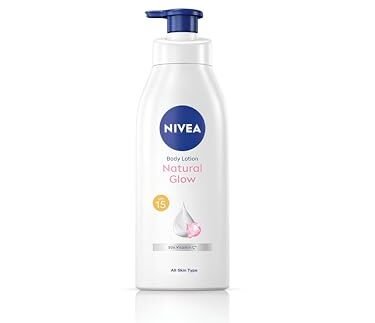 NIVEA Body Lotion Natural Glow,Cell Repair With Uva/Uvb Filters And Spf 15|50X Vitamin C For Even Skin Tone|Light Moisturising, Non-Greasy Formula With Cooling Sensation|Glowing Skin For Unisex|400 Ml