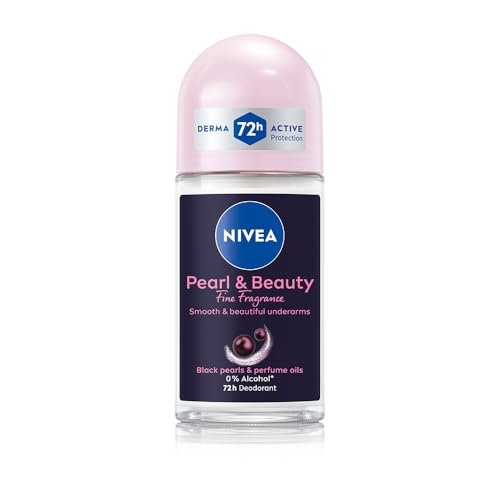 NIVEA Women Deodorant Underarm Roll On Pearl & Beauty Fine Fragrance | Long Lasting Fragrance with Floral Scent | 72 Hour active Odour Protection | 0% Alcohol | Dermat approved | 50 ml NIVEA Women Deodorant Underarm Roll On Pearl & Beauty Fine Fragrance | Long Lasting Fragrance with Floral Scent | 72 Hour active Odour Protection | 0% Alcohol | Dermat approved | 50 ml