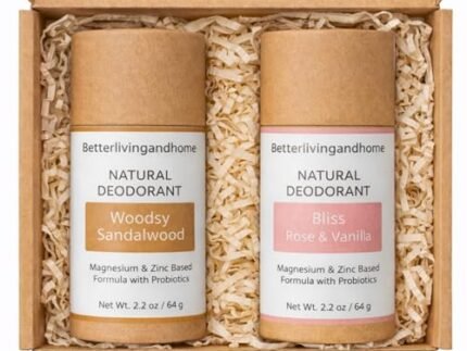 Natural Deodorant Stick | Pack of 2| Woodsy Sandalwood, Bliss Rose Vanilla | Aluminium-Free | Magnesium Deodorant With Probiotics