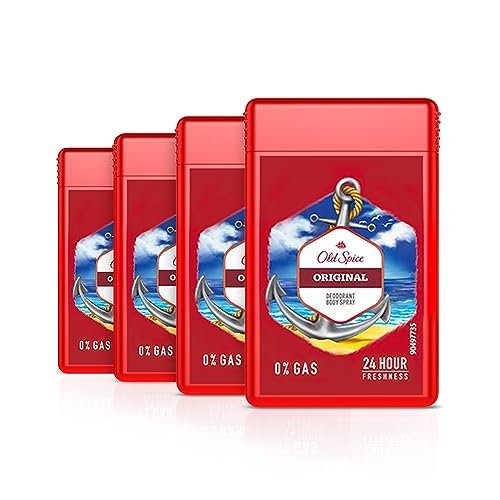 Old Spice Original No Gas 24 hour Long Lasting Pocket Friendly Deodorant Perfume Body Spray For Men, Travel Size, Pack of 4, 17ml Old Spice Original No Gas 24 hour Long Lasting Pocket Friendly Deodorant Perfume Body Spray For Men, Travel Size, Pack of 4, 17ml
