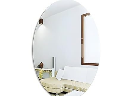Oval Shape Adhesive Mirror Sticker for Wall on Tiles Bedroom Living Room Basin Mirror Bathroom Wall Mirror Both Side Sticker Acrylic Wall Mirror (1)