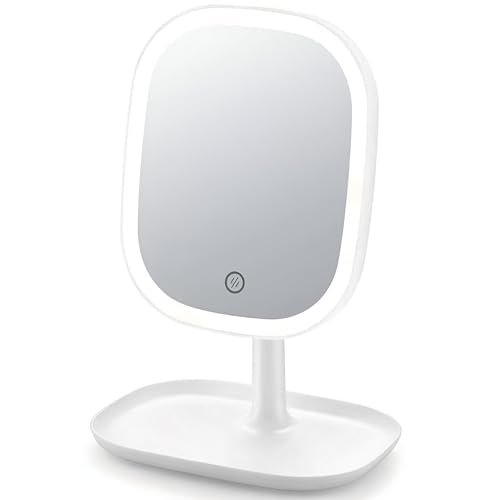 PRIME PICK Makeup Mirror with LED Light, 360° Rotating, Lightweight Vanity Mirror – White, Suitable for Home, Travel, or Multipurpose Use PRIME PICK Makeup Mirror with LED Light, 360° Rotating, Lightweight Vanity Mirror – White, Suitable for Home, Travel, or Multipurpose Use