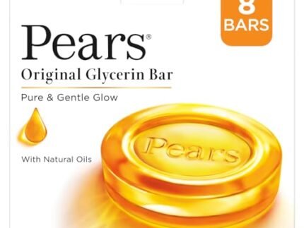Pears Original Glycerin Soap Bar – Pure & Gentle Glow | With 98% Pure Glycerin | For Hydration & Glow | With Plant Based Cleanser for Skin & Body | Paraben-free | 125gms x 8