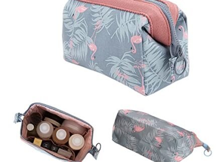 Polyester Cosmetic Bag, Make Up Bag, Water-Resistant Zipper Large Travel Makeup Organizer, Toiletry Pouch For Women, Portable Bag For Girls (Flamingo, Width:13 Cm)