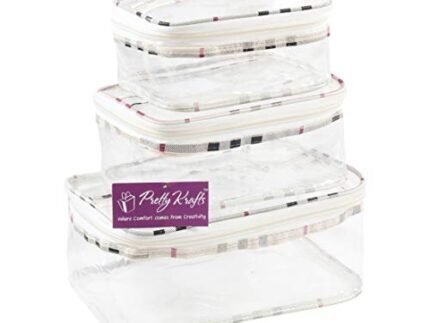 PrettyKrafts Plastic Rectangular Box Vanity, Travel Toiletry Bag (3 Pieces Set, Standard, 22 cm x 15 cm x 7 cm)