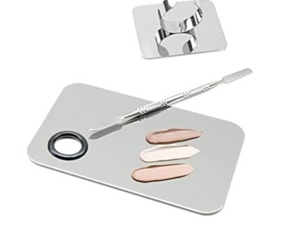 Professional 2Pcs Cosmetic Mixing Makeup Palette Spatula Makeup Artist Tool Mini Ring Palette, Beauty Salon Color Cream Mixing Palette With A Spatula Makeup Nail Art Palette (SET-A)