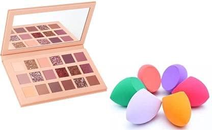 Professional Nude Eyeshadow Palette 18 Shades & 6 pcs BEAUTY BLENDER (7 Items in the set)