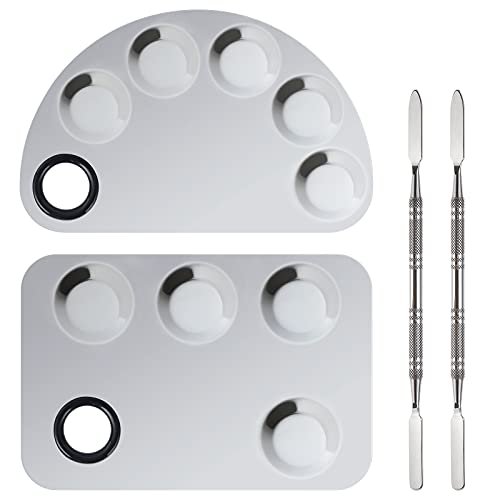 Professional Stainless Steel Makeup Palette,2 Pieces Cosmetic Palette with Spatula Tool, Nail-Art Mixing Palette for Cosmetic Pigment Blending Professional Stainless Steel Makeup Palette,2 Pieces Cosmetic Palette with Spatula Tool, Nail-Art Mixing Palette for Cosmetic Pigment Blending