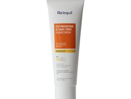 RE’ EQUIL Oxybenzone and OMC Free Sunscreen For Oily, Sensitive & Acne Prone Skin | Prevents Acne Breakouts | No White Cast | SPF 50 PA+++ | 50g