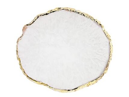 Resin Art Palette, Painting Mixed Color Palette, Gilded Edge Gel Makeup Display Board Pallet for Nails (White)