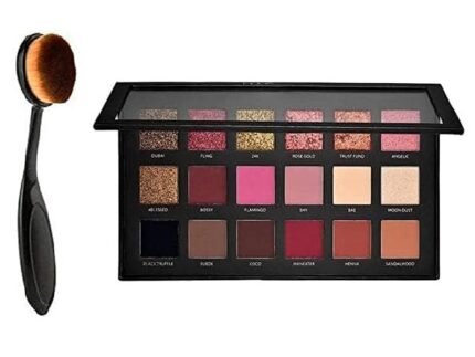Rosegold Eye Shadow Palette(18 Shade in 1 Kit) With Oval Makeup Brush set