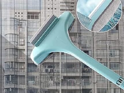 Rushwak Multifunctional Screen Brush 2 in 1 Mesh Cleaning Brush & Wiper with Extended Handle Window Cleaning Brush Net Cleaner Double-Sided Window Mesh Cleaner, Multi Color, Pack of 1, Polypropylene