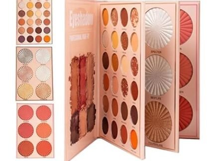 SANA SKINCARE All in One 4 Pages Face Makeup Book Palette Combo Kit Set - Eyeshadow Palette, Highlighter, Blusher, Contour, Bronzer, Eyebrow Color- Professional Kit for a Flawless Look (Women)