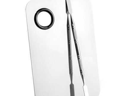 SKINPLUS Mixing Makeup Palette, Stainless Steel Cosmetic Palette with Spatula Tool (Silver, Rectangle Plain Surface)