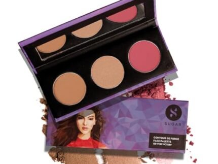 SUGAR Cosmetics Contour De Force Face Palette for Makeup | Includes Matte Bronzer, Highlighter & Blush | Makeup Palette with Built-in Mirror | 12.5gm - 02 Vivid Victory