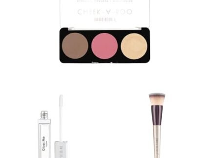 SWISS BEAUTY Cheek- A- Boo Face Palette With Blusher & Gloss Me Lip Gloss & Foundation Blender Brush For Makeup, 1 Count