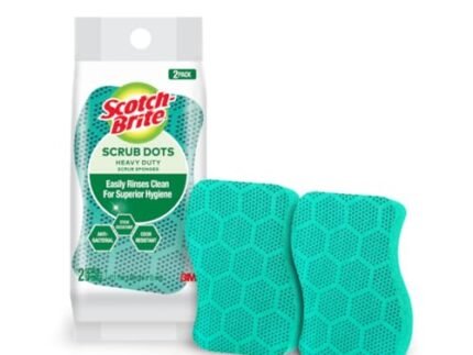Scotch-Brite Heavy Duty Scrub Dots for Powerful Scrubbing, Suitable for Iron Cast, Stainless Steel & Non-Coated Cookware, Rinses Clean and Stays Odor Free (2 Pieces)