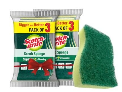 Scotch Brite Scrub Sponge -Pack of 6 for everyday utensil cleaning (Kitchen Scrubber with Sponge)