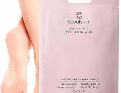SeoulSkin Glycolic Acid Foot Peeling Mask (1 Pair), Korean Peeling & Exfoliating | Deep Exfoliation with Glycolic Acid, Removes Dead Skin, Cruelty-Free, Foot Peel Off Mask