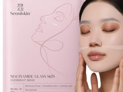 SeoulSkin Niacinamide Glass Skin Overnight Mask – Korean Face Mask Sheet for Glowing Skin | 50,000 PPM Niacinamide & Hyaluronic Acid | Hydrating, Pore-Minimizing, Korean Skincare Sheet Mask