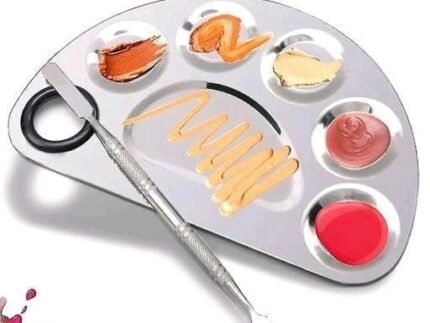 Stainless Steel Cosmetic Makeup Palette,Foundation Makeup Mixing Palette, Makeup Palette with Spatula, Makeup Plate, Metal Makeup Mixing Tray, Cosmetic Artist Mixing Palette