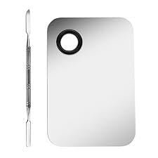 Stainless Steel Makeup Mixing Blending Palette With Spatula 2 pieces in 1 set (Silvery)