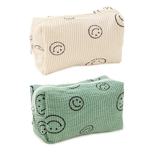 Street27® 2pcs Corduroy Cosmetic Bag Cute Travel Makeup Bag Smile Face Makeup Zipper Pouch Travel Toiletry Bag for Women Aesthetic Makeup Brushes Storage Bag Organizer – 25x18cm (A) Street27® 2pcs Corduroy Cosmetic Bag Cute Travel Makeup Bag Smile Face Makeup Zipper Pouch Travel Toiletry Bag for Women Aesthetic Makeup Brushes Storage Bag Organizer – 25x18cm (A)