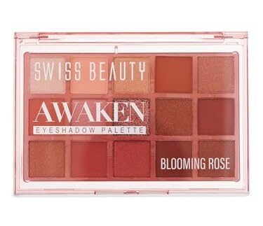 Swiss Beauty Awaken Eyeshadow Palette | Matte + Shimmer Finish | Long-Lasting | Blendable | Shade- 1. Blooming Rose, 11g