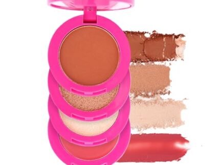 Swiss Beauty Craze Baesic 4-in-1 Multi-Face Palette | Lip & cheek cream | 2 Eyeshadow shades | 1 Highlighter | Shade- Delulu, 6g