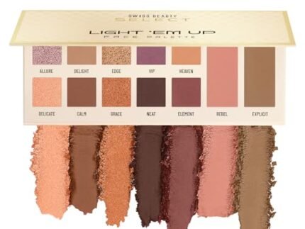 Swiss Beauty Select Light Em Up Multipurpose Face and Eye Palette | 10 Eyeshadow shades + 1 Blusher shade + 1 Contour Pan| Shade- Twilight, 20g |