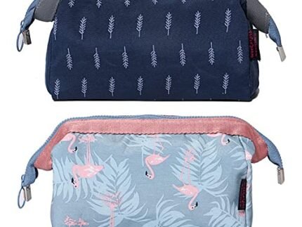 TAGUDA Nylon Pack of 2 12 Cms Cosmetic Toiletry Makeup Vanity Shaving Household Grooming Travel Storage Organizer Bags Pouch Kit Pack For Unisex Travel – TG12 (Multicolor)