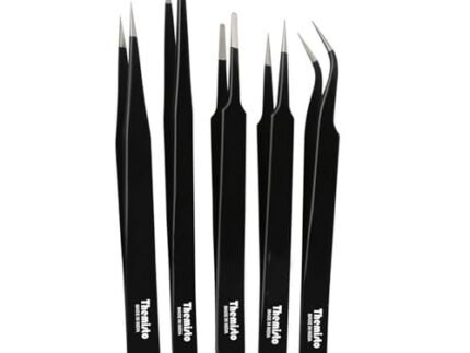 THEMISTO - built with passion 5 in 1 Satinless Steel Tweezer Set (Powder Coated), Black
