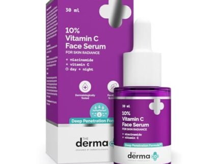 The Derma Co 10% Vitamin C Face Serum with 5% Niacinamide, Powered by Deep Penetration Formula™ | Fades Dark Spots | Reduces Pigmentation | Boosts Collagen | Brightens Skin | Suitable for All Skin Types | 30 ml.